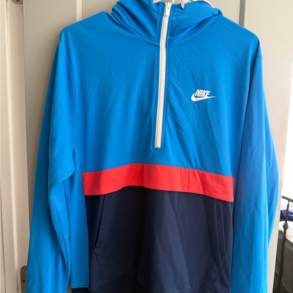 Nike Blue and Pink Half-Zip Hoodie
